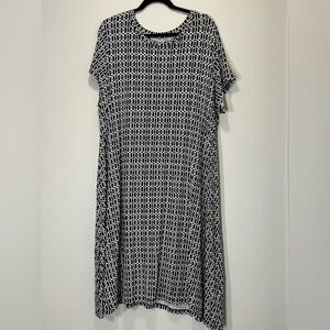 Kenar Navy & White Geometric Print Dress